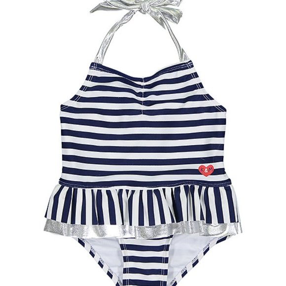 Kiko & Max Other - Kiko & Max Stripe Ruffle Halter Swimsuit NWT